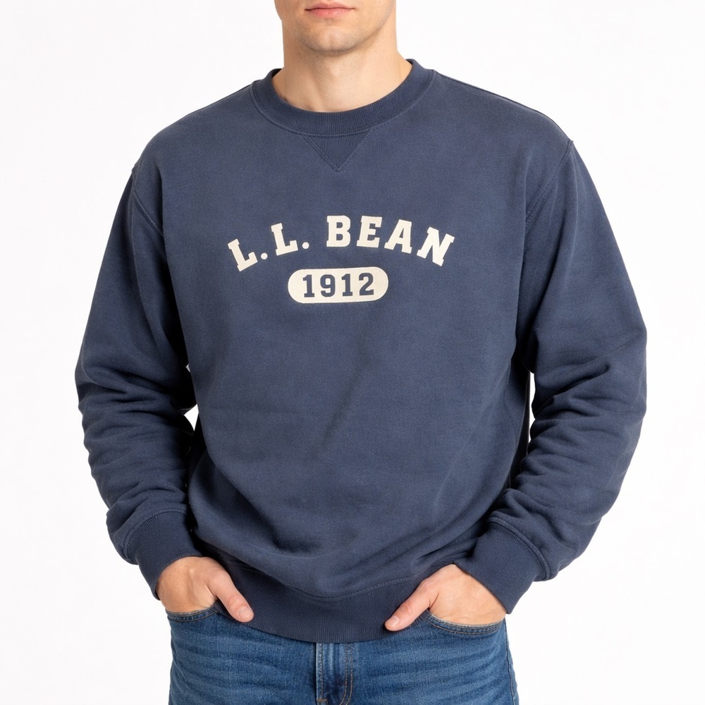 L.L. Bean 1912 Sweatshirt Men's Large Tall Long Sleeve Fleece Crewneck Blue